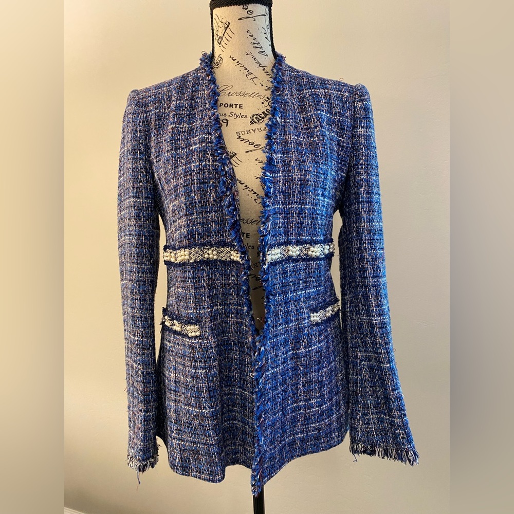 Zara Blue Tweed Blazer - L
